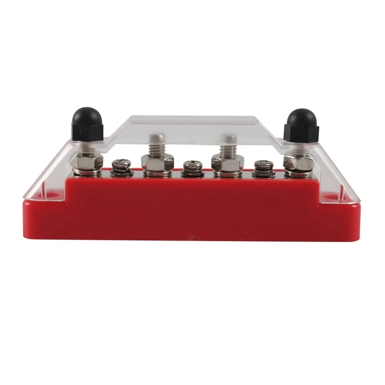 A7473 2Pcs  /  Set 7-Way Power Distribution Block 4 x M6 Terminal Studs, 3 x M4 Terminal Screws Battery Bus Bar for Car Marine Boat (Black+Red)