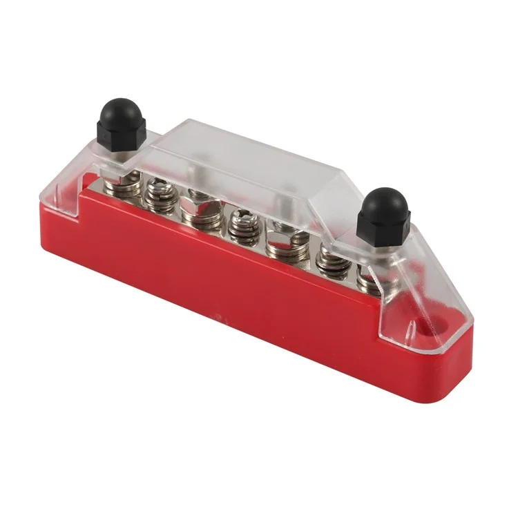 A7473 7-Way Power Distribution Block 4 x M6 Terminal Studs, 3 x M4 Terminal Screws Battery Bus Bar for Car Marine Boat - Red