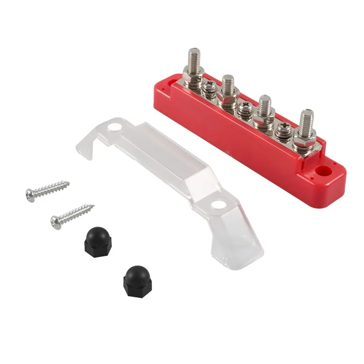 A7473 7-Way Power Distribution Block 4 x M6 Terminal Studs, 3 x M4 Terminal Screws Battery Bus Bar for Car Marine Boat - Red