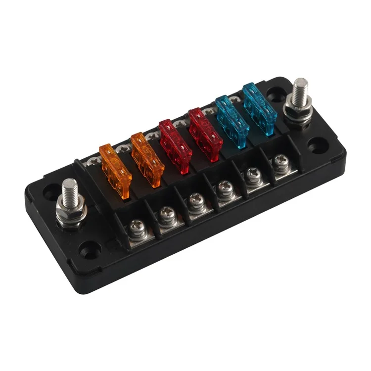 A5626 6 Vias ATC Fuse Box Resistente a Capa Resistente a Parafuso de Conexão Terminais Rótulo de Bastão (sem Pólo Negativo)