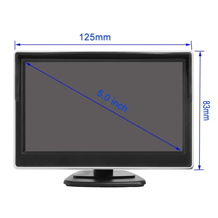 RH-505 5 '' Lcd-display-bildschirm Rückfahrpark Parkplatz Und Rückwärtskamera Mit Netzteilkabel+2 Klammern