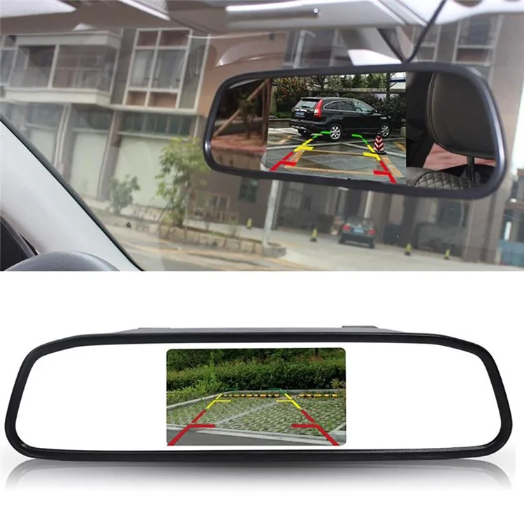 RH-503 5.0 inch Rearview Mirror HD Car Display with Round Camera / Video Cable Waterproof Rear View Monitor