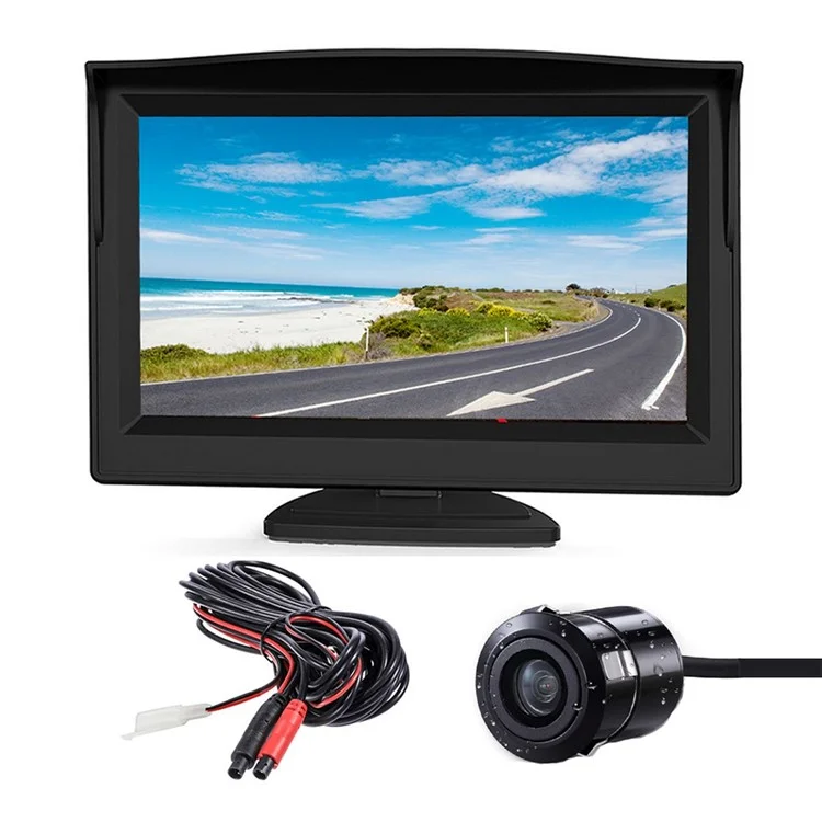 RH-501 5'' LCD Display Screen Car Parking Reverse Waterproof Round Rear Camera with Video Line