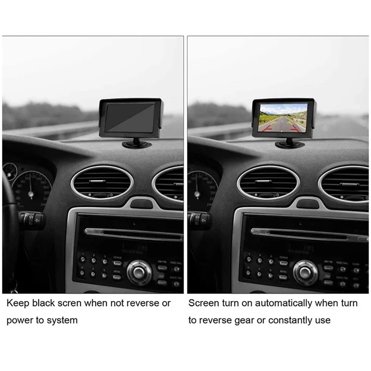 RH-501 5'' LCD Display Screen Car Parking Reverse Waterproof Round Rear Camera with Video Line