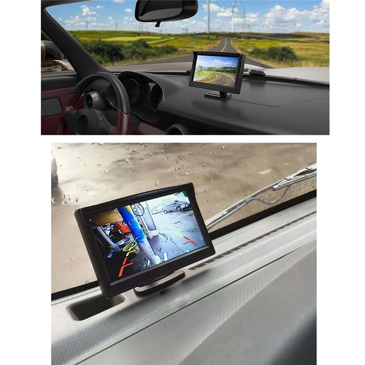 RH-501 5'' LCD Display Screen Car Parking Reverse Waterproof Round Rear Camera with Video Line