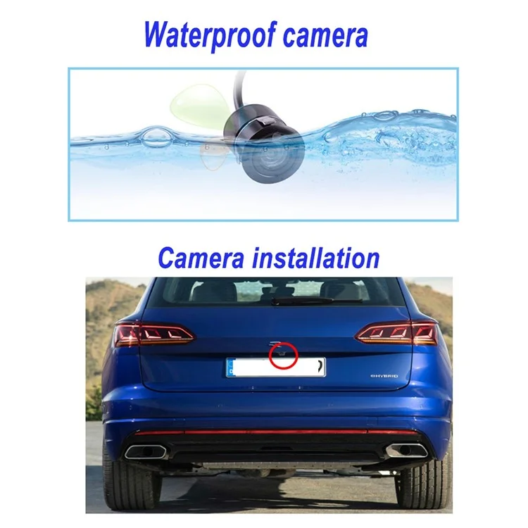 RH-501 5'' LCD Display Screen Car Parking Reverse Waterproof Round Rear Camera with Video Line