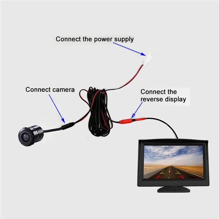 RH-501 5 '' LCD Screen Screen Parcheggio Inverso Reverse Implorapte la Telecamera Posteriore Con Linea Video