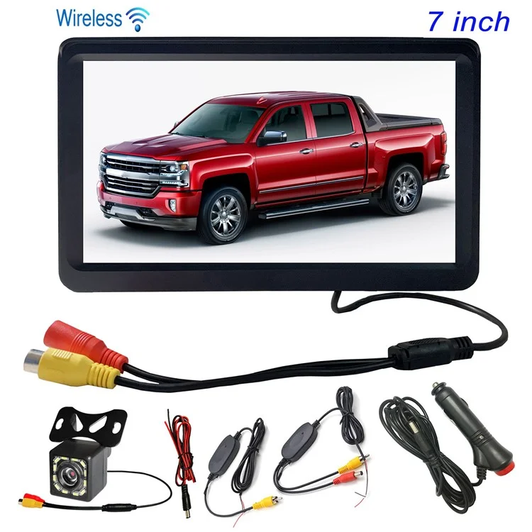 RH-702H 7" LCD Video Wireless Monitor Rear View 12LED Camera Parking and Reverse System Kit (12V-24V)