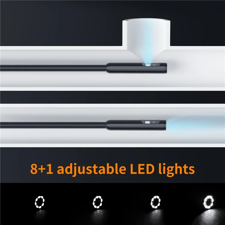 P200 20m Hard Wire 8mm Dual Lens Industrial Endoskop Autoinspektionskamera mit LED-Beleuchtung
