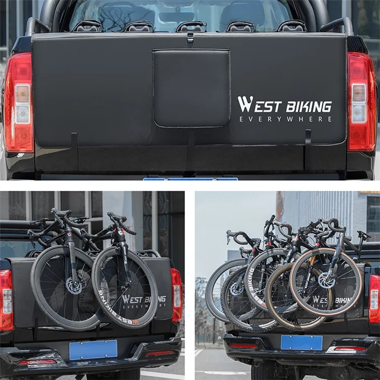 WEST BIKING YP0707370 Tapis de protection pour hayon de camion étanche, Tapis de transport de vélo, Peut accueillir 5 vélos