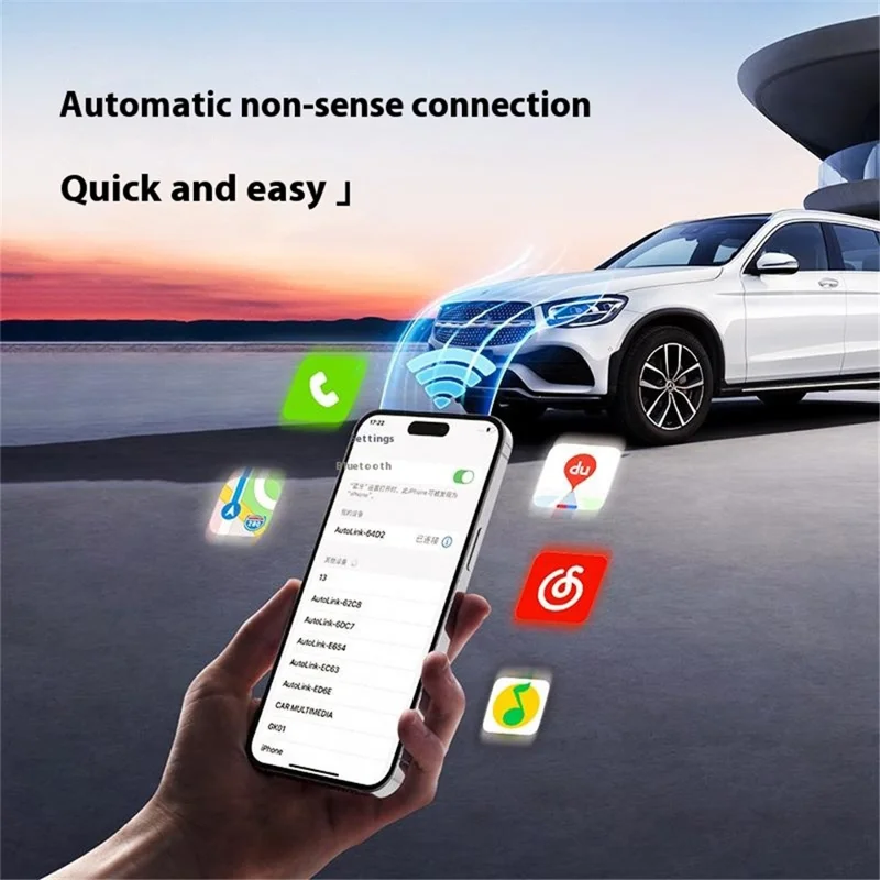 Car Android Auto Dongle Bluetooth-compatible / WiFi Wired Android Auto to Wireless Vehicle Adapter for Android Phone - White