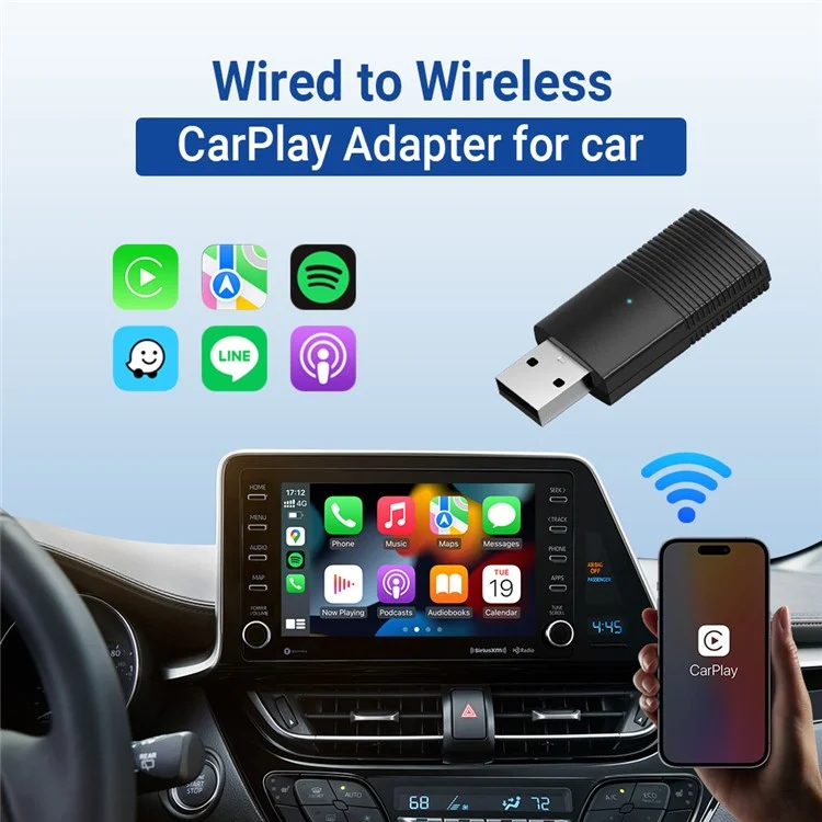 Adaptador inalámbrico de CarPlay inalámbrico para automóviles en miniatura