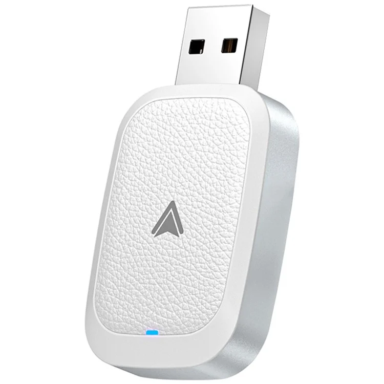 Car Android Auto Wireless Dongle Lederüberzogener kabelloser Adapter für Android 11+ - Weiß