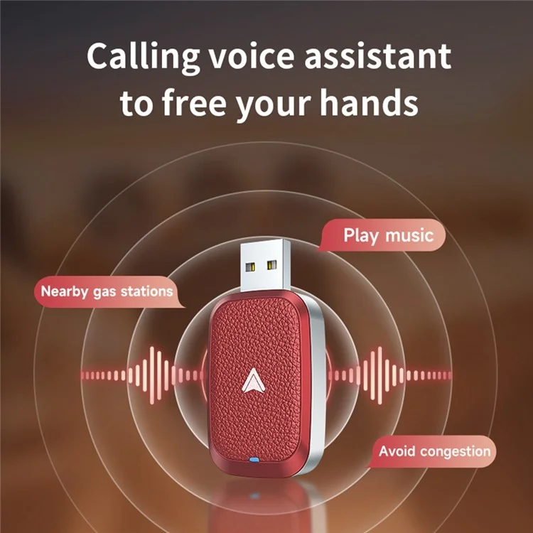 Car Android Auto Wireless Dongle Lederüberzogener kabelloser Adapter für Android 11+ - Weiß
