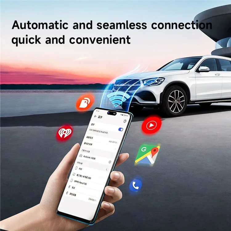 Car Android Auto Wireless Dongle Lederüberzogener kabelloser Adapter für Android 11+ - Weiß
