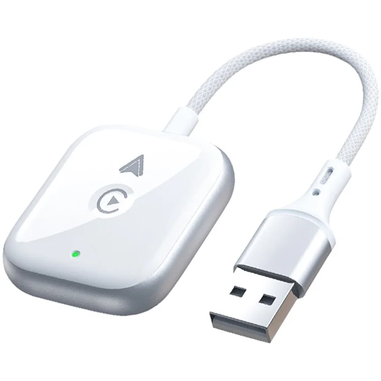 2 in 1 Carplay / Android Auto Wired to Wireless Adapter Bluetooth+Wifi Connection Converter - White