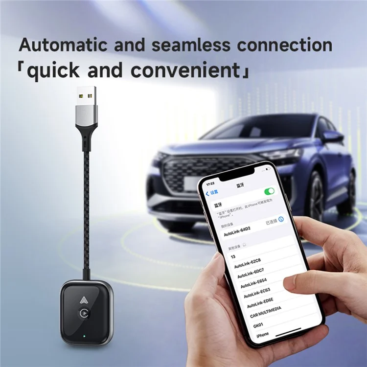 2 in 1 Carplay / Android Auto Wired to Wireless Adapter Bluetooth+Wifi Connection Converter - White