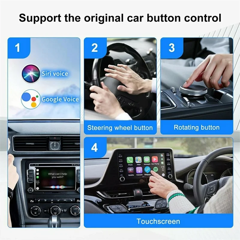 2-in-1 Android Auto and CarPlay Adapter Wired to Wireless USB Smart Dongle - White