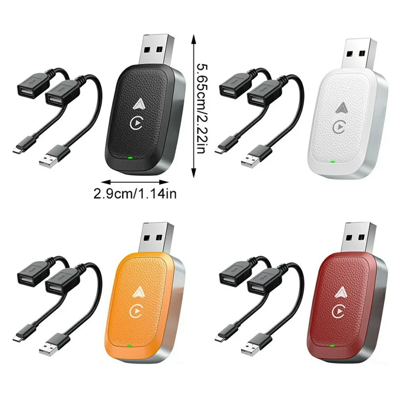 2-in-1 Android Auto and CarPlay Adapter Wired to Wireless USB Smart Dongle - Black