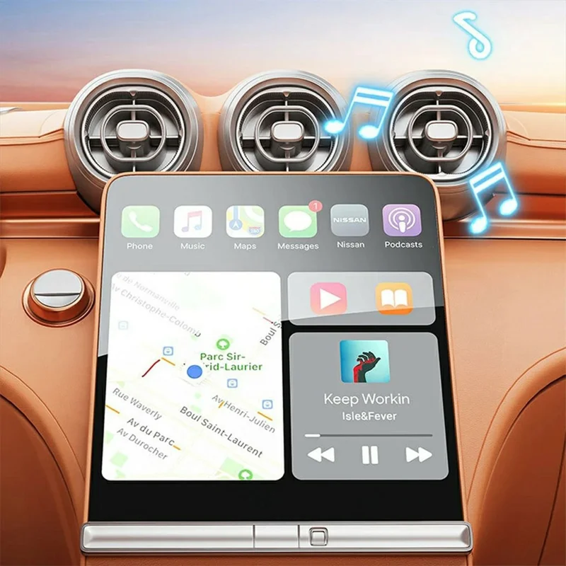 2-in-1 Android Auto and CarPlay Adapter Wired to Wireless USB Smart Dongle - Black