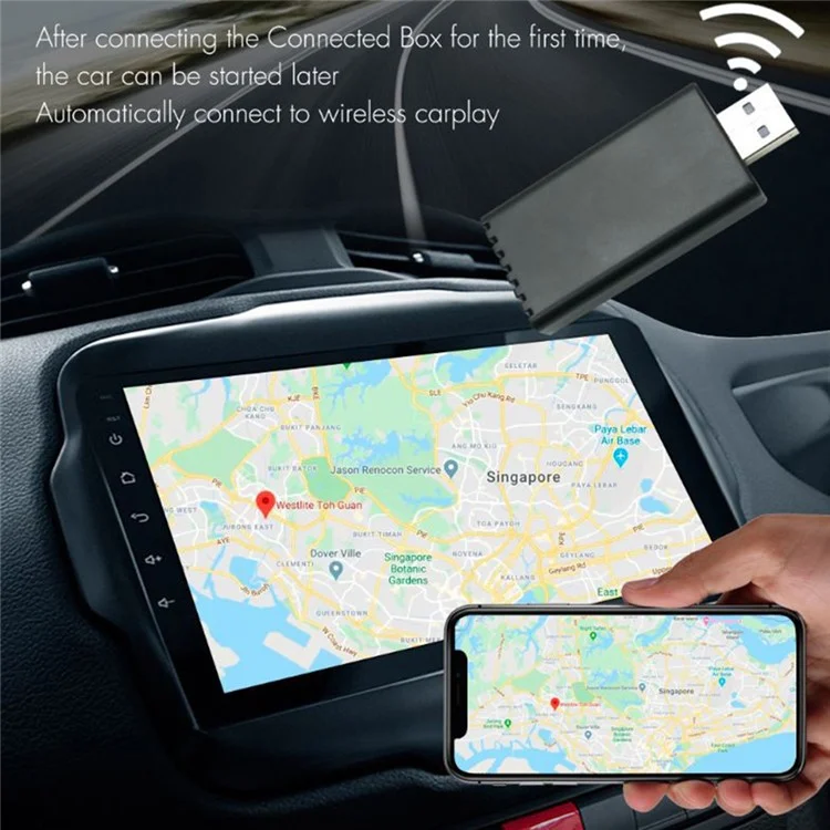P5981 Boîte d'adaptation sans fil Carplay Mini Plug and Play Dongle USB pour iPhone