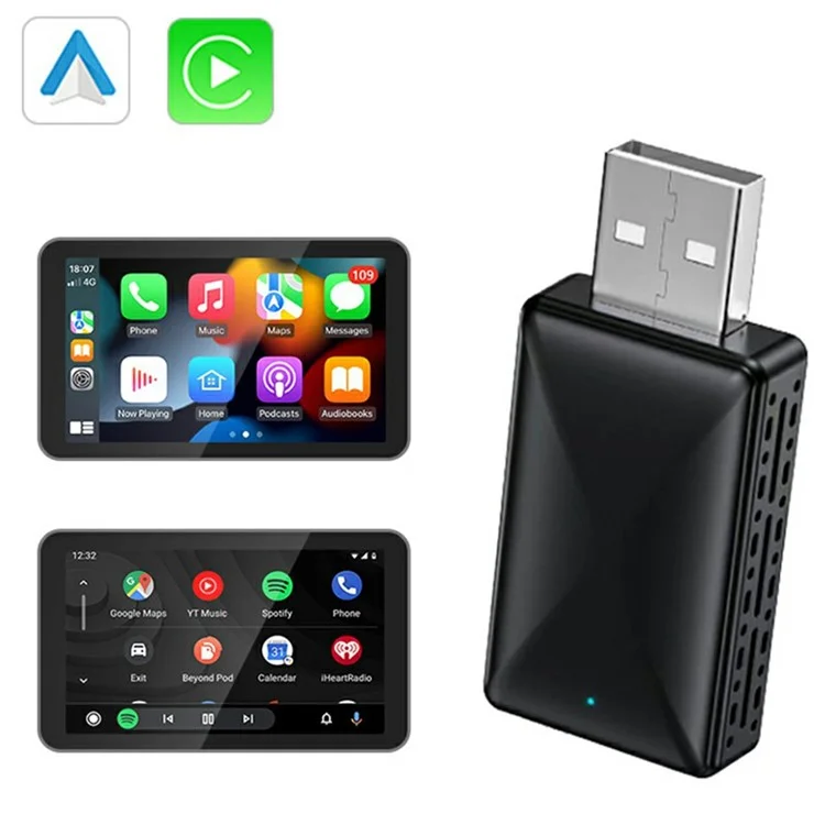 2-in-1 Carplay Android Auto USB-Adapter OTA-Upgrade Plug and Play Kabellos zu Kabellos Dongle Box