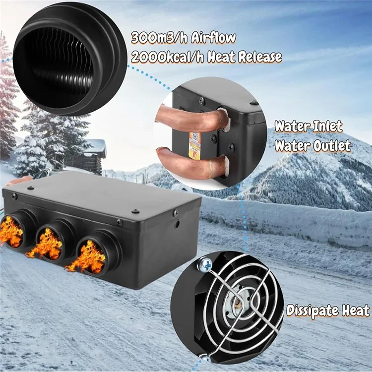 Chauffage de fenêtre pour voiture à trois trous, dégivrage et désembuage de l'intérieur du véhicule - 12V