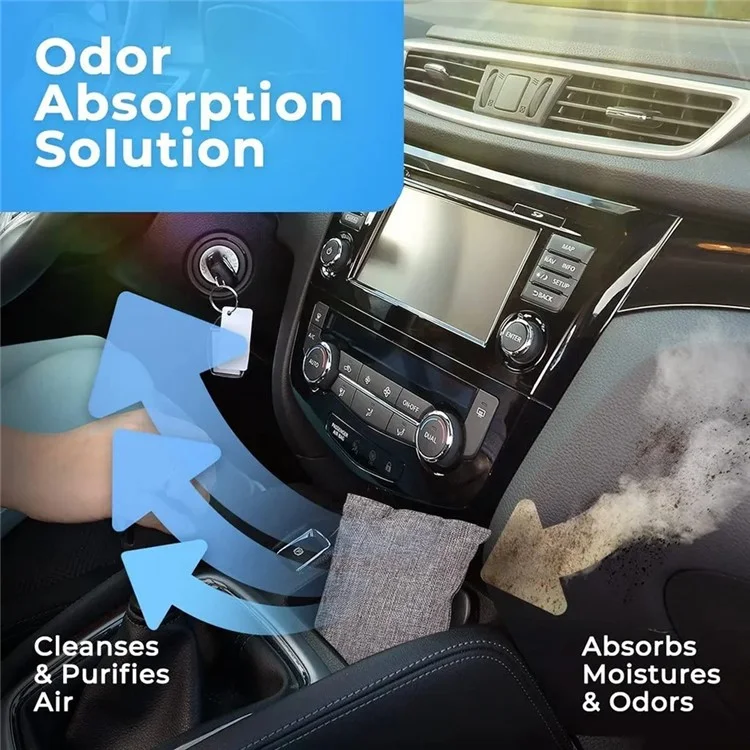 Activated Carbon Bag Car Home Dehumidification Odor Formaldehyde Removal Linen Bamboo Charcoal Bag - Grey