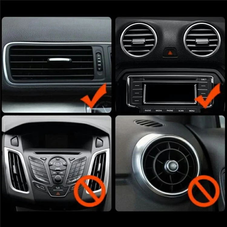 Support multi-fonction porte-boissons pour aération de voiture en plastique - Argent