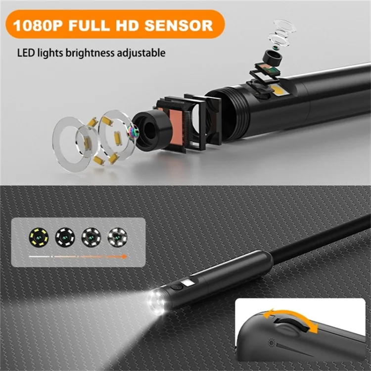 Y15 5.5mm Dual Lens WiFi Endoscope HD Pipeline Waterproof Inspection Camera, 10m Hard Wire
