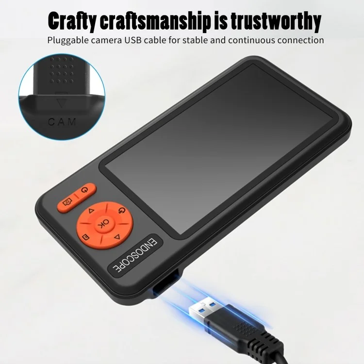 T29 Digital Borescope with 10 m Rigid Cable, Dual 5.5 mm Lens, and 1080P Industrial Inspection Endoscope Camera