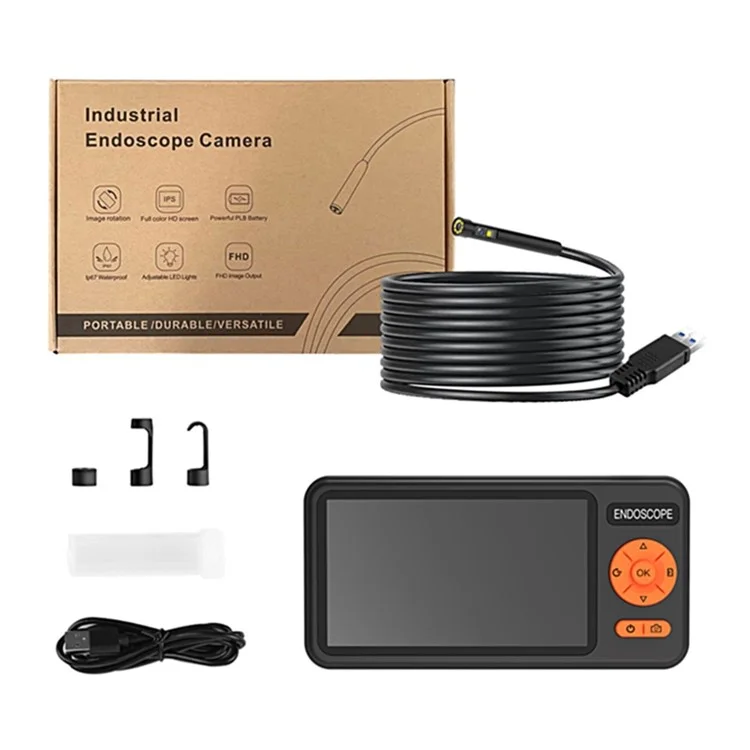 T29 Digital Borescope with 1 m rigid cable, 7.9 mm dual lens, 1080P industrial endoscope, IP67 waterproof camera