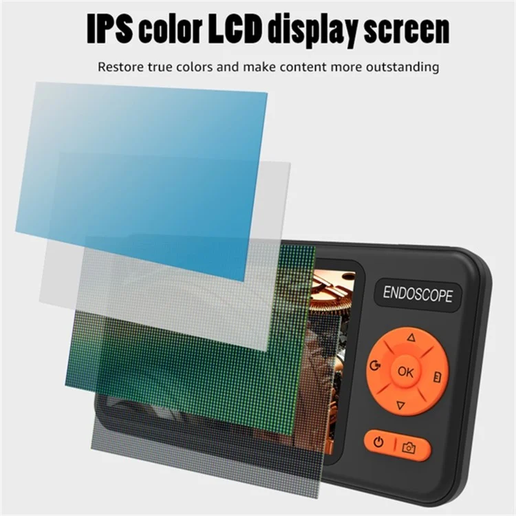T29 Digital Borescope with 1 m rigid cable, 7.9 mm dual lens, 1080P industrial endoscope, IP67 waterproof camera