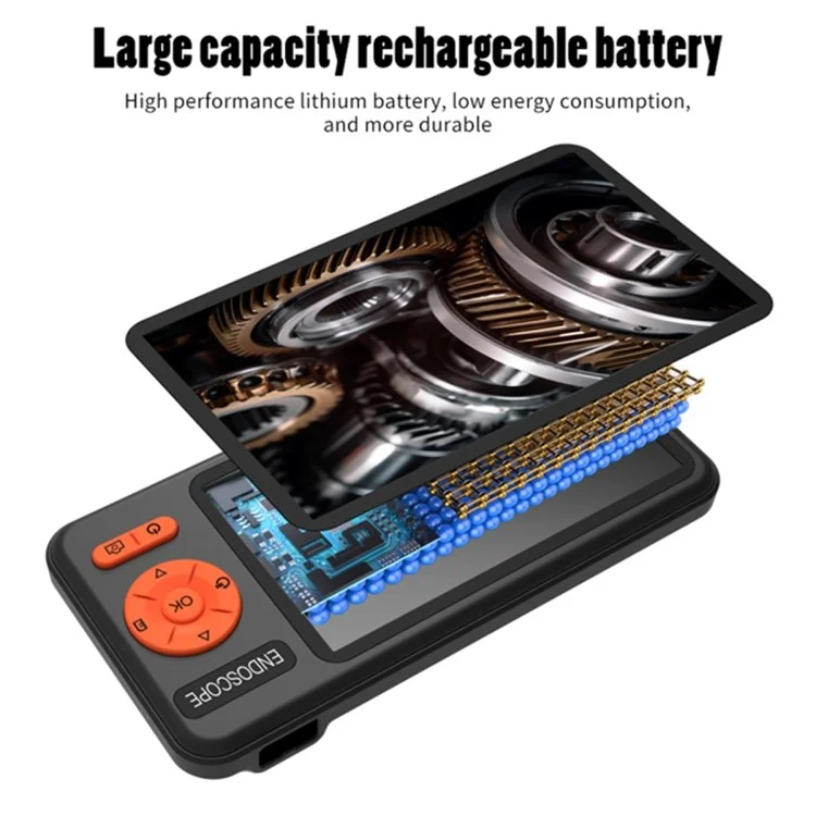 T29 Digital Borescope with 1 m rigid cable, 7.9 mm dual lens, 1080P industrial endoscope, IP67 waterproof camera