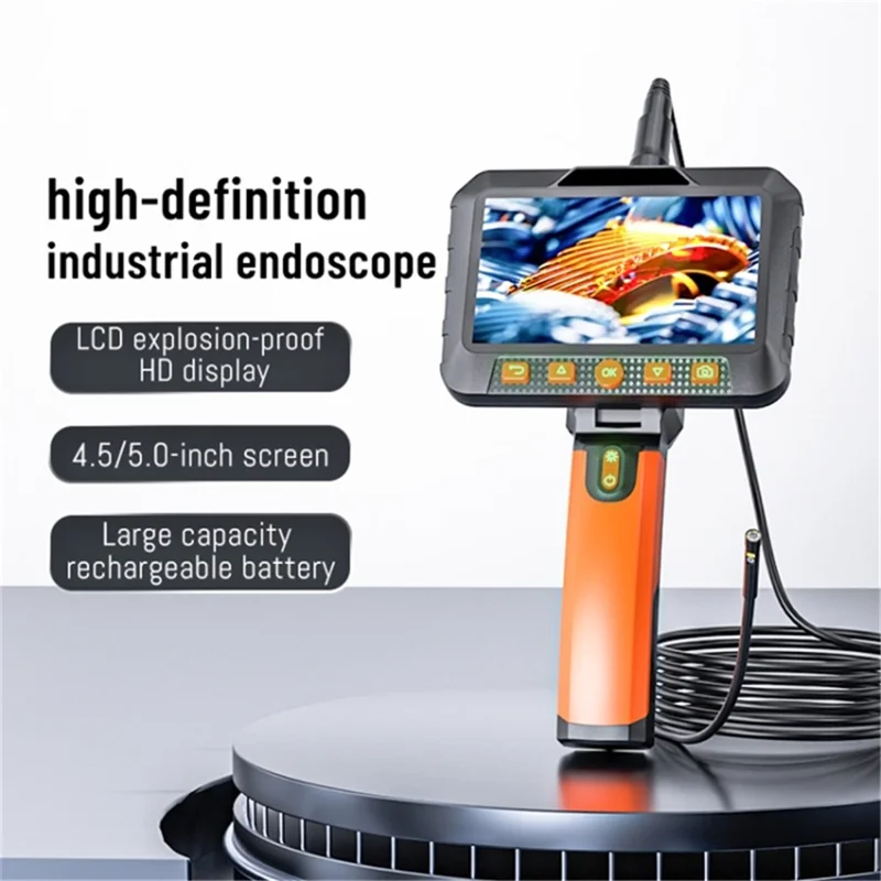T27 Digital Industrial Borescope 10m 5.5mm Dual-Lens 5-inch 1080P Handheld Endoscope with Light