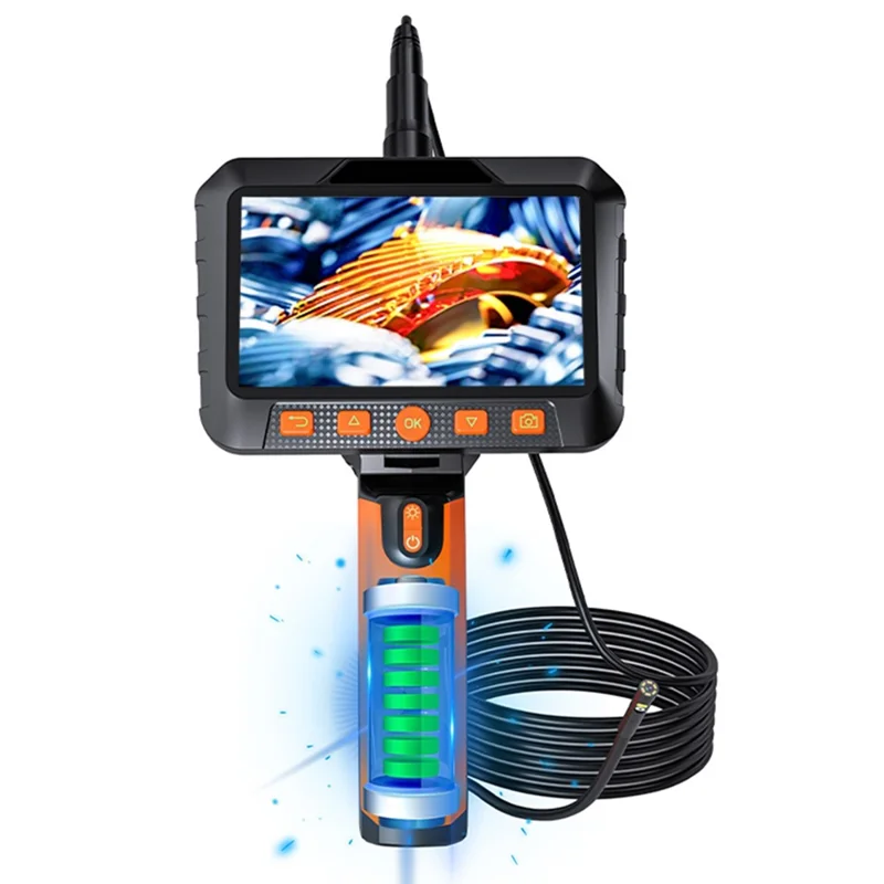 T27 Digital Industrial Borescope 3.5m 5.5mm Dual-Lens 5-inch 1080P Handheld Endoscope with Light