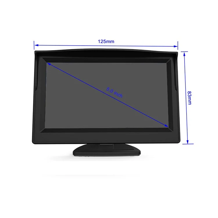 RH-512 5'' LCD Display Monitor Car Parking Reverse Waterproof AHD Square Rear Camera with Video Line