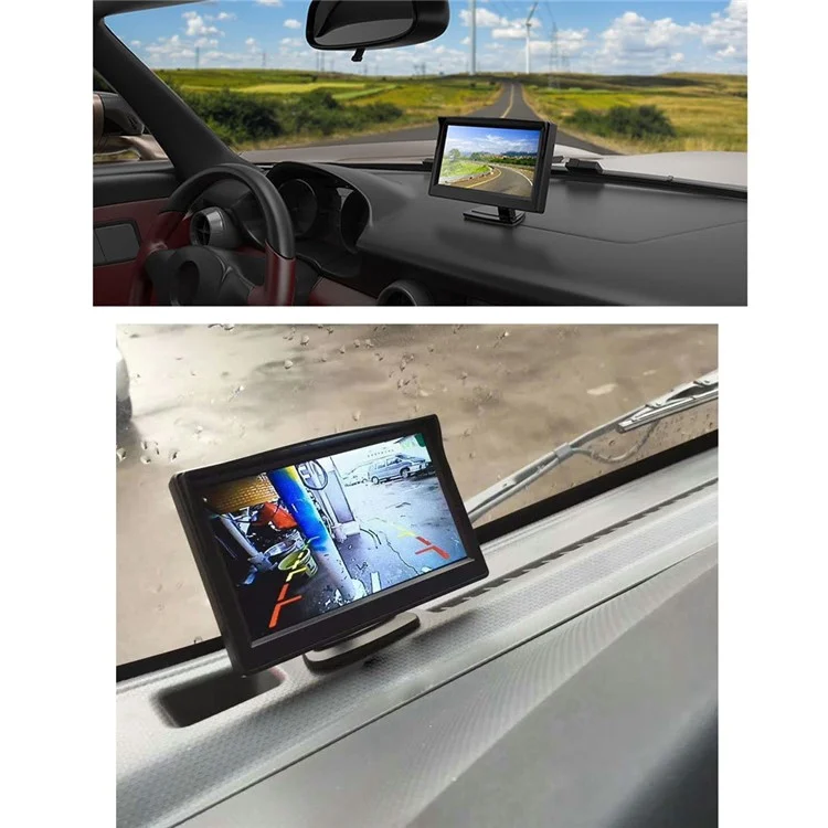 RH-512 5'' LCD Display Monitor Car Parking Reverse Waterproof AHD Square Rear Camera with Video Line