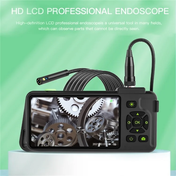 T22 Dual Lens Industrial Endoscope with 4pcs Light 3.5m 4.5 inch 5.5mm 1080P IP67 Waterproof Digital Borescope