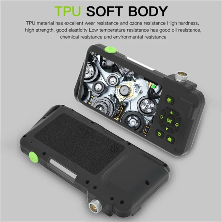 T22 Dual Lens Industrial Endoscope with 4pcs Light 3.5m 4.5 inch 5.5mm 1080P IP67 Waterproof Digital Borescope
