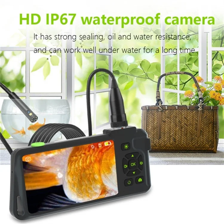 T22 Dual Lens Industrial Endoscope with 4pcs Light 3.5m 4.5 inch 5.5mm 1080P IP67 Waterproof Digital Borescope