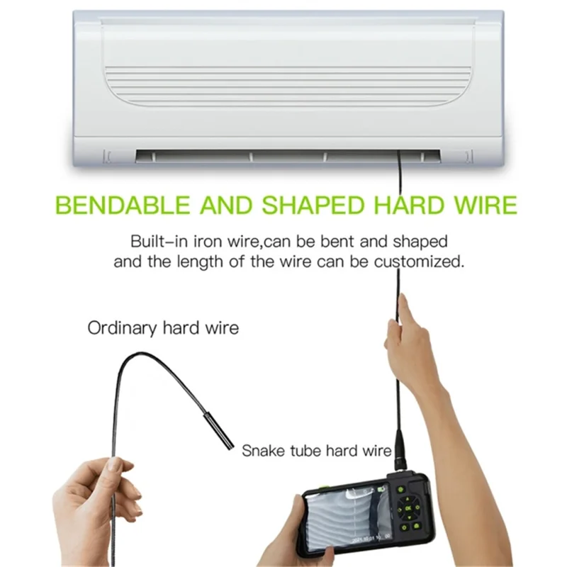 T22 7.9mm Dual Lens Industrial Endoscope with Light 2m 4.5 inch 1080P IP67 Waterproof Borescope