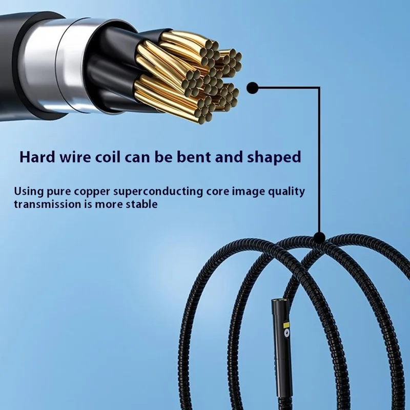 T28 Industrial Borescope with 4pcs Light 15m 7.9mm Dual Lens 5-inch 1080P Endoscope Snake Camera