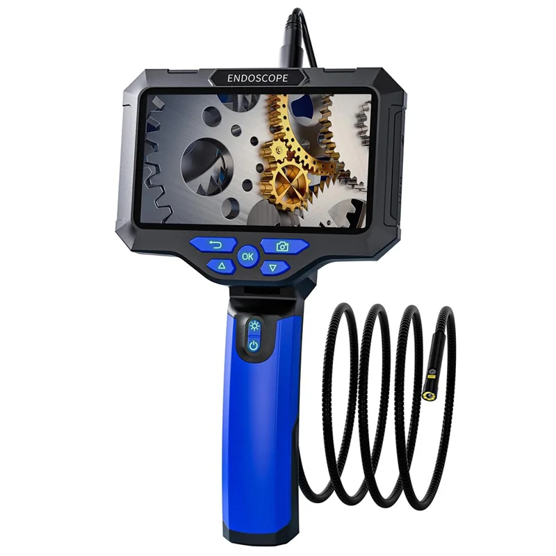 T28 Industrial Borescope with 4pcs Light 5m 7.9mm Dual Lens 5-inch 1080P Endoscope Snake Camera