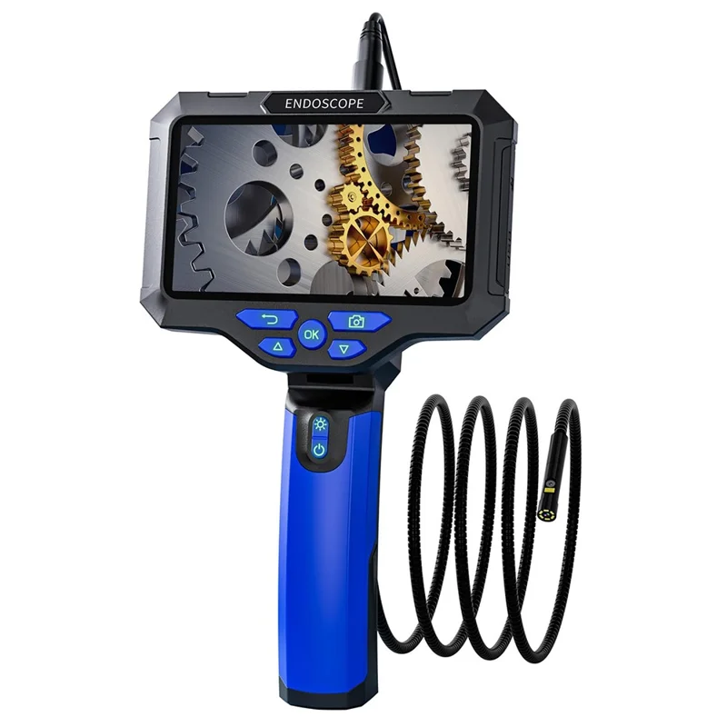 T28 5.5mm Dual Lens Endoscope with 4pcs Light 5m 5-inch 1080P Digital Industrial Borescope