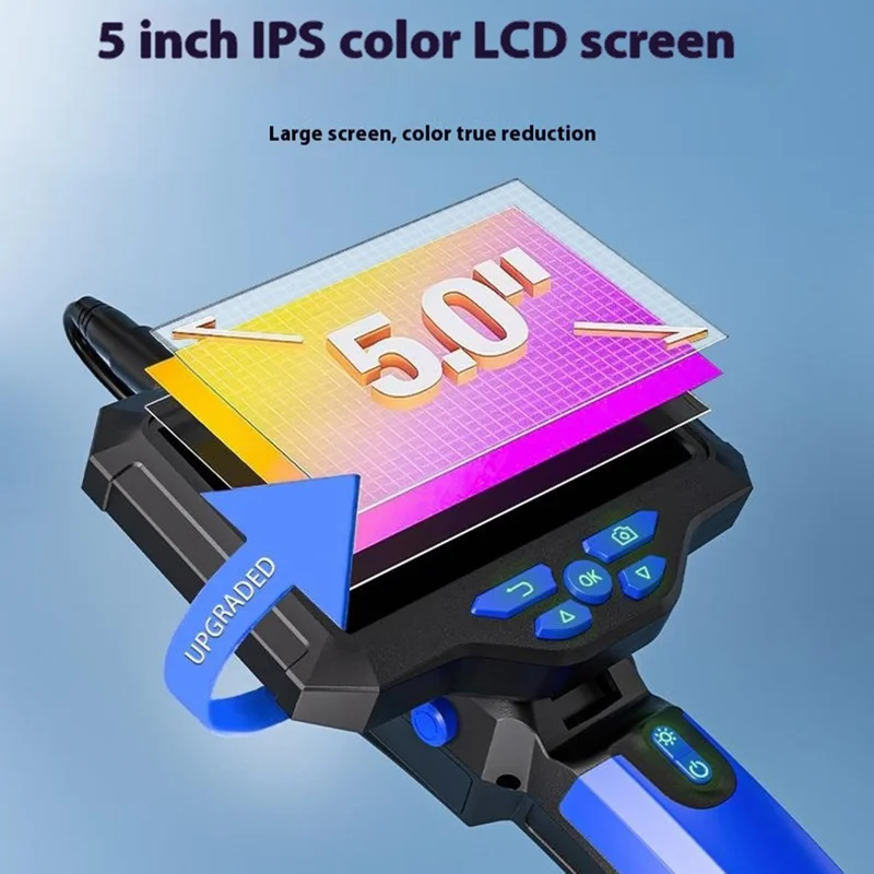 T28 5.5mm Dual Lens Endoscope with 4pcs Light 1m 5-inch 1080P Digital Industrial Borescope