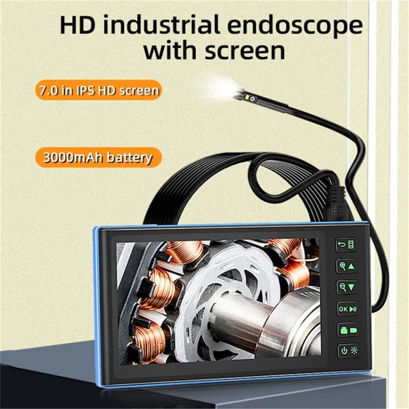 T23 7.9mm Triple Lens Borescope 10m 7 inch IPS Screen 1080P HD Industrial Endoscope IP67 Waterproof Camera