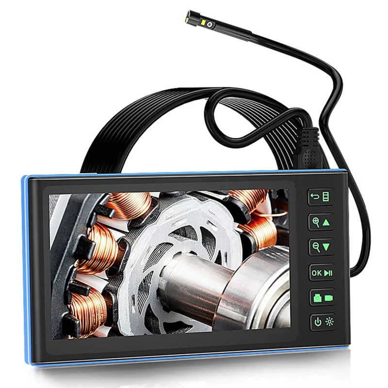 T23 Industrial Endoscope with 6 LED Lights 5m 5.5mm Dual Lens 7 inch 1080P Digital Borescope IP67 Camera