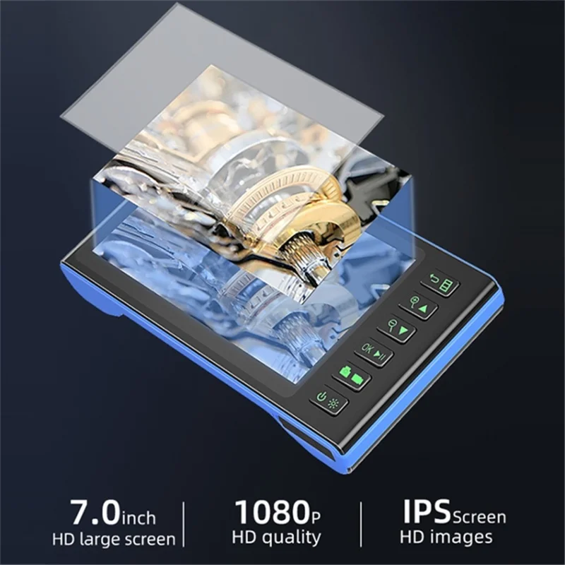 T23 Industrial Endoscope with 6 LED Lights 2m 5.5mm Dual Lens 7 inch 1080P Digital Borescope IP67 Camera