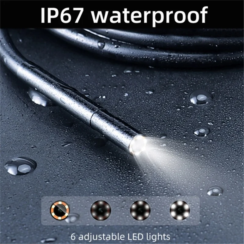 T23 Industrial Endoscope with 6 LED Lights 2m 5.5mm Dual Lens 7 inch 1080P Digital Borescope IP67 Camera